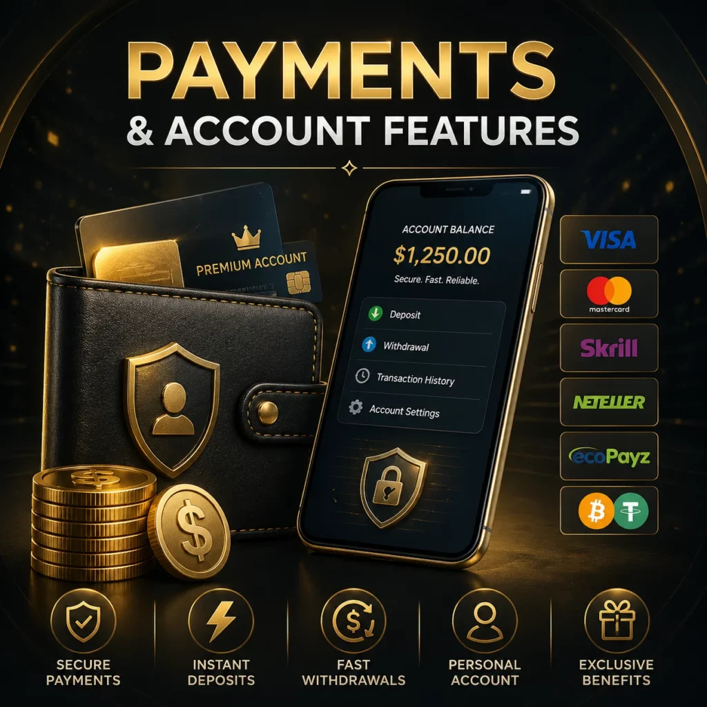 المدفوعات وميزات الحساب